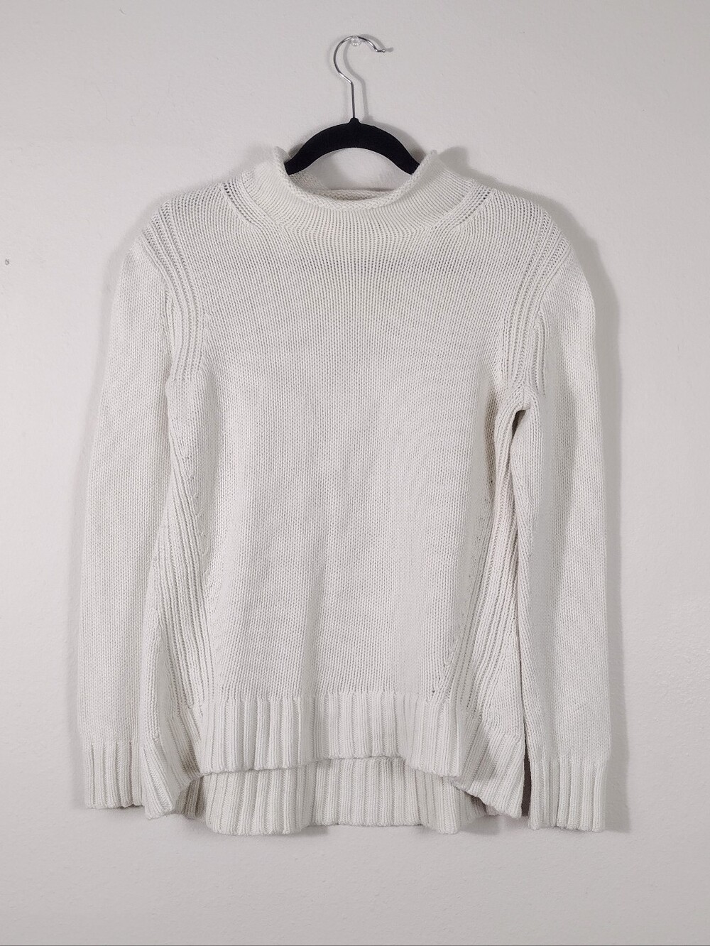 J. Crew 1988 Rollneck Sweater in Cotton Ivory Women's Size Small